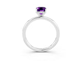 White gold Emerald Cut Amethyst Solitaire Ring with Thin Band and Four-Prong Setting_15
