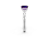 White gold Emerald Cut Amethyst Solitaire Twist Band Prong Setting Ring_38