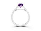 White gold Emerald Cut Amethyst Solitaire Twist Band Prong Setting Ring_39
