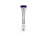 White gold Emerald Cut Amethyst Split Shank Engagement Ring with Pavé Band_2