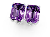 10K White Gold 2.06 Carat Emerald Amethyst Stud Earrings