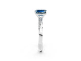 White gold Emerald Cut Aquamarine Engagement Ring with Side Stone Accents and Four-Prong Setting_26
