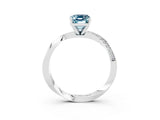 White gold Emerald Cut Aquamarine Engagement Ring with Side Stone Accents and Four-Prong Setting_27