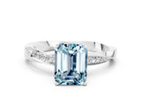 White gold Emerald Cut Aquamarine Engagement Ring with Side Stone Accents and Four-Prong Setting_27