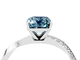 White gold Emerald Cut Aquamarine Engagement Ring with Side Stone Accents and Four-Prong Setting_28