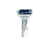 White gold Emerald Cut Aquamarine Engagement Ring with Side Stone Accents and Four-Prong Setting_29