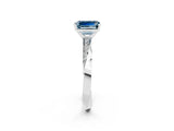 White gold Emerald Cut Aquamarine Engagement Ring with Side Stone Accents and Four-Prong Setting_29