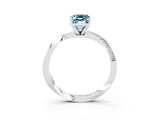 White gold Emerald Cut Aquamarine Engagement Ring with Side Stone Accents and Four-Prong Setting_30