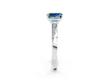 White gold Emerald Cut Aquamarine Engagement Ring with Side Stone Accents and Four-Prong Setting_86