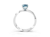White gold Emerald Cut Aquamarine Engagement Ring with Side Stone Accents and Four-Prong Setting_87
