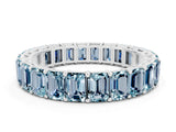 White gold Emerald Cut Aquamarine Eternity Band with Shared Prong Setting_6