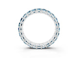 White gold Emerald Cut Aquamarine Eternity Band with Shared Prong Setting_9