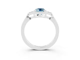 White gold Emerald Cut Aquamarine Halo Ring with Tapered Band and Four-Prong Setting_3