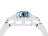 White gold Emerald Cut Aquamarine Halo Ring with Tapered Band and Four-Prong Setting_4