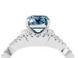 White gold Emerald Cut Aquamarine  Halo Twist Band Solitaire Prong Setting Ring_28