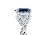 White gold Emerald Cut Aquamarine  Halo Twist Band Solitaire Prong Setting Ring_29