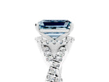 White gold Emerald Cut Aquamarine  Halo Twist Band Solitaire Prong Setting Ring_71