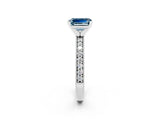 White gold Emerald Cut Aquamarine Milgrain Pavé Engagement Ring with Four-Prong Setting_14