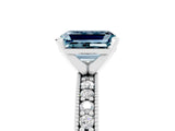 White gold Emerald Cut Aquamarine Milgrain Pavé Engagement Ring with Four-Prong Setting_17