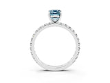 White gold Emerald Cut Aquamarine Pavé Solitaire Ring with Round Band and Prong Setting_39