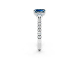 White gold Emerald Cut Aquamarine Pave Band Solitaire Ring with Four-Prong Setting_26