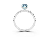 White gold Emerald Cut Aquamarine Pave Band Solitaire Ring with Four-Prong Setting_27