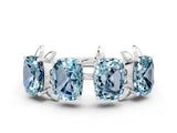 White gold Emerald Cut Aquamarine Prong-Set Half Eternity Band_18