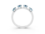 White gold Emerald Cut Aquamarine Prong-Set Half Eternity Band_21