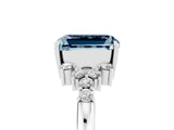 White gold Emerald Cut Aquamarine Ring with Side Stones and Four-Prong Setting_41
