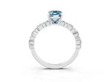 White gold Emerald Cut Aquamarine Side Stone Solitaire Ring with Round  and Four-Prong Setting_63