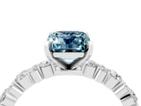 White gold Emerald Cut Aquamarine Side Stone Solitaire Ring with Round  and Four-Prong Setting_64