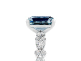White gold Emerald Cut Aquamarine Side Stone Solitaire Ring with Round  and Four-Prong Setting_65