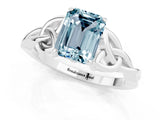White gold Emerald Cut Aquamarine Solitaire Celtic Knot Ring with Four-Prong Setting_13