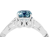 White gold Emerald Cut Aquamarine Solitaire Celtic Knot Ring with Four-Prong Setting_16