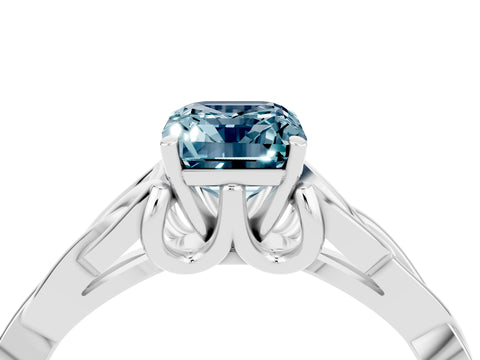 White gold Emerald Cut Aquamarine Solitaire Celtic Knot Ring with Four-Prong Setting_16