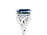 White gold Emerald Cut Aquamarine Solitaire Celtic Knot Ring with Four-Prong Setting_17