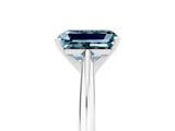 White gold Emerald Cut Aquamarine Solitaire Engagement Ring with Cathedral Setting and Four-Prong Mount_113