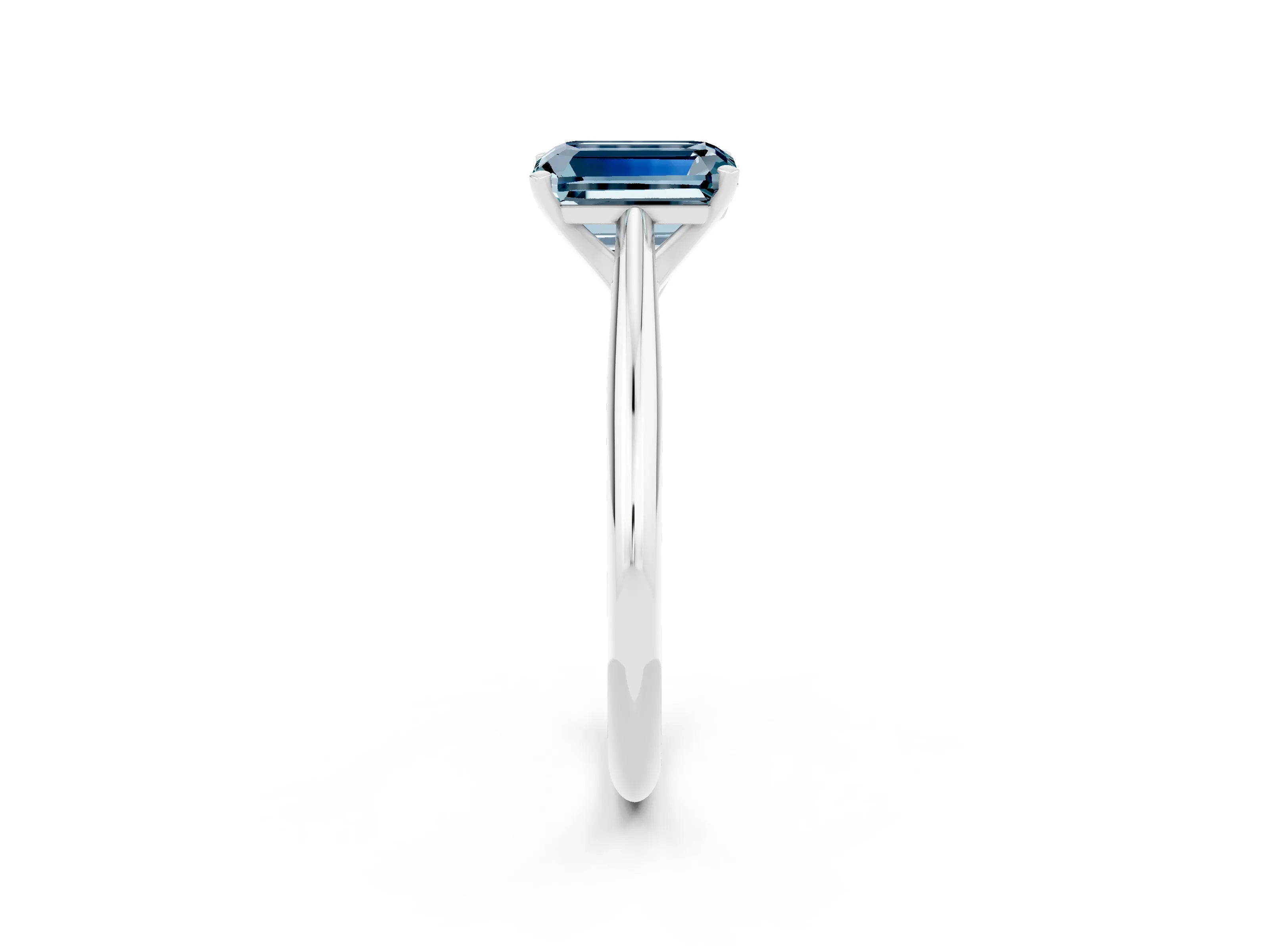 White gold Emerald Cut Aquamarine Solitaire Engagement Ring with Cathedral Setting and Four-Prong Mount_26