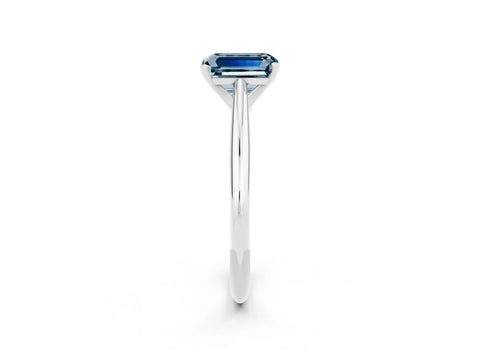 White gold Emerald Cut Aquamarine Solitaire Engagement Ring with Cathedral Setting and Four-Prong Mount_26