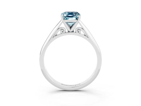 White gold Emerald Cut Aquamarine Solitaire Engagement Ring with Cathedral Setting and Four-Prong Mount_27