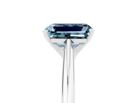 White gold Emerald Cut Aquamarine Solitaire Engagement Ring with Cathedral Setting and Four-Prong Mount_29