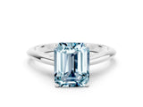 White gold Emerald Cut Aquamarine Solitaire Engagement Ring with Cathedral Setting and Four-Prong Mount_30