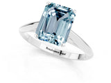 White gold Emerald Cut Aquamarine Solitaire Engagement Ring with Cathedral Setting and Four-Prong Mount_31
