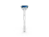 White gold Emerald Cut Aquamarine Solitaire Engagement Ring with Cathedral Setting and Four-Prong Mount_32