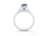 White gold Emerald Cut Aquamarine Solitaire Engagement Ring with Cathedral Setting and Four-Prong Mount_33