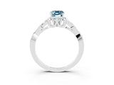 White gold Emerald Cut Aquamarine Solitaire Engagement Ring with Celtic Knot Band and Four-Prong Setting_3