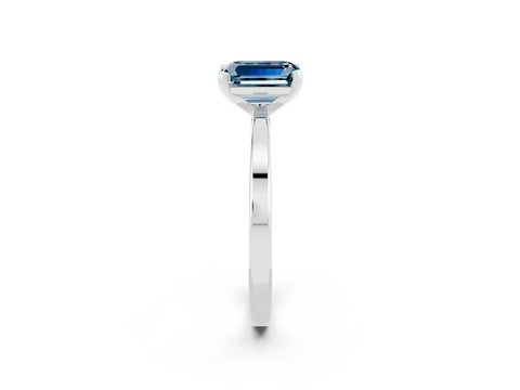 White gold Emerald Cut Aquamarine Solitaire Engagement Ring with Classic Band and Four-Prong Setting_26