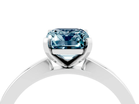 White gold Emerald Cut Aquamarine Solitaire Engagement Ring with Classic Band and Four-Prong Setting_28