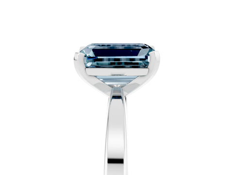 White gold Emerald Cut Aquamarine Solitaire Engagement Ring with Classic Band and Four-Prong Setting_29