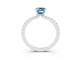 White gold Emerald Cut Aquamarine Solitaire Engagement Ring with Pavé Band and Four-Prong Setting_3